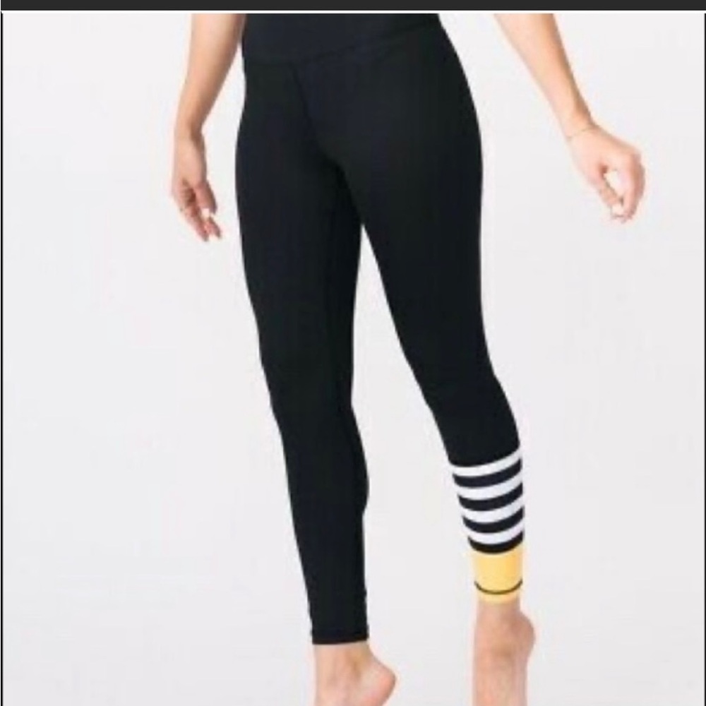 ZYIA Bumble Bee Leggings Black Stripe Ankle Black Yellow